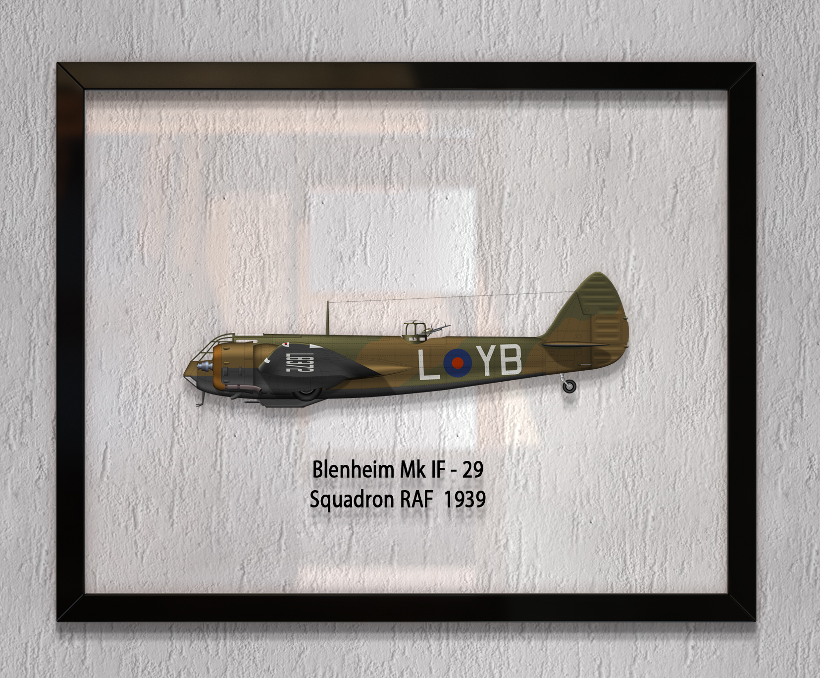 

Принт на стекле Artel «Бомбардировщик Bristol Blenheim Mk IF 29 Эскадрилья RAF 1939 год» 61 x 46см