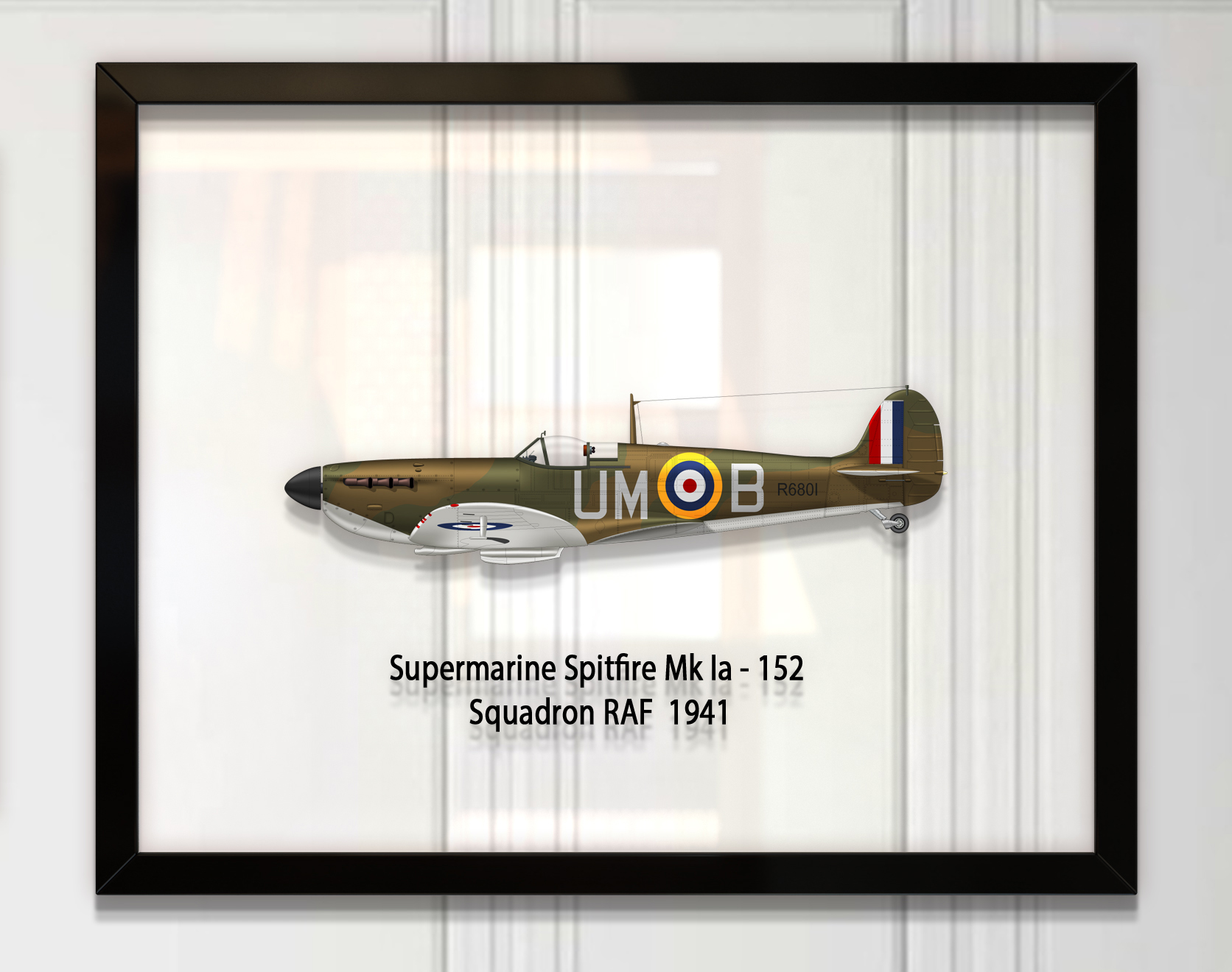 

Принт на стекле Artel «Самолет Supermarine Spitfire Mk. Ia 152 Эскадрилья 1941 год» 46 x 36см