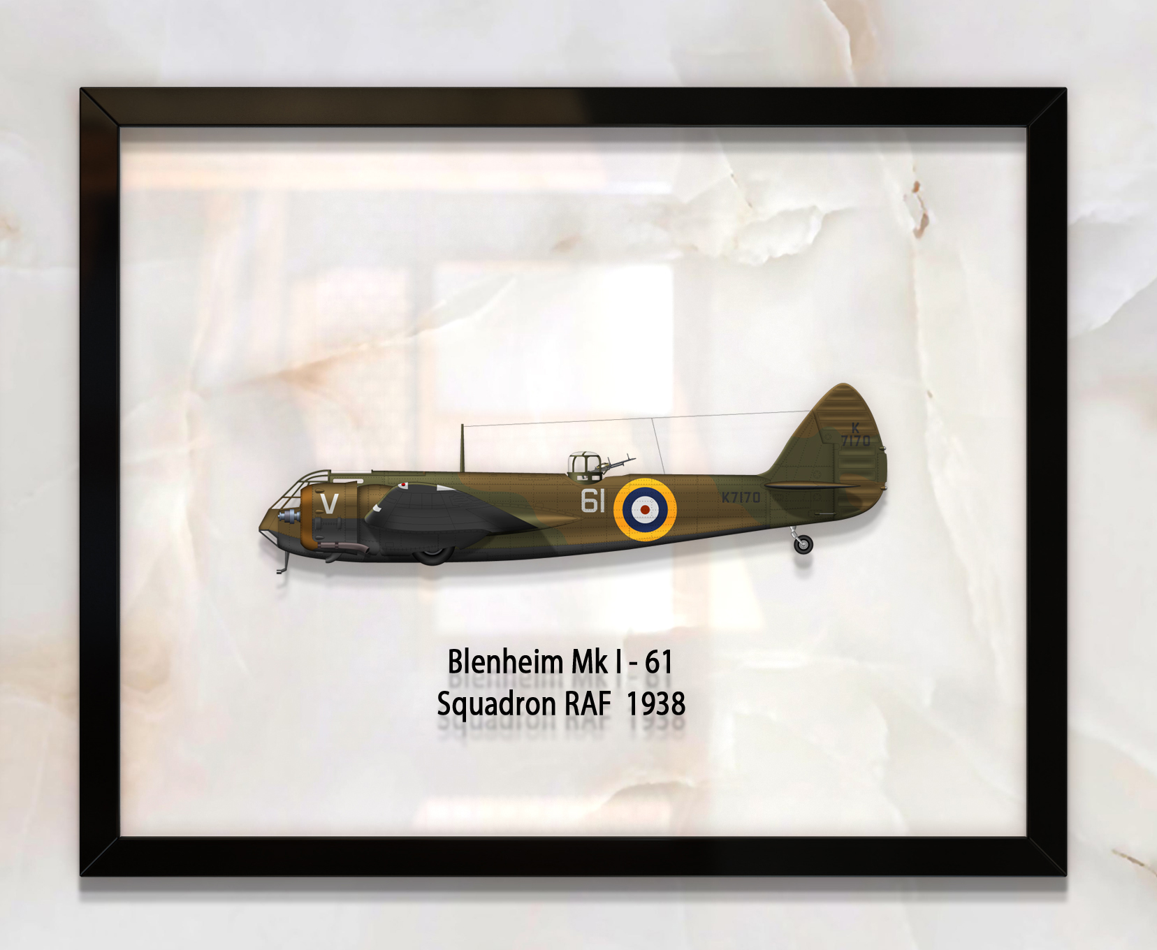 

Принт на стекле Artel «Самолет RAF Bristol Blenheim Mk 1 61 Эскадрилья 1938 год» 61 x 46см