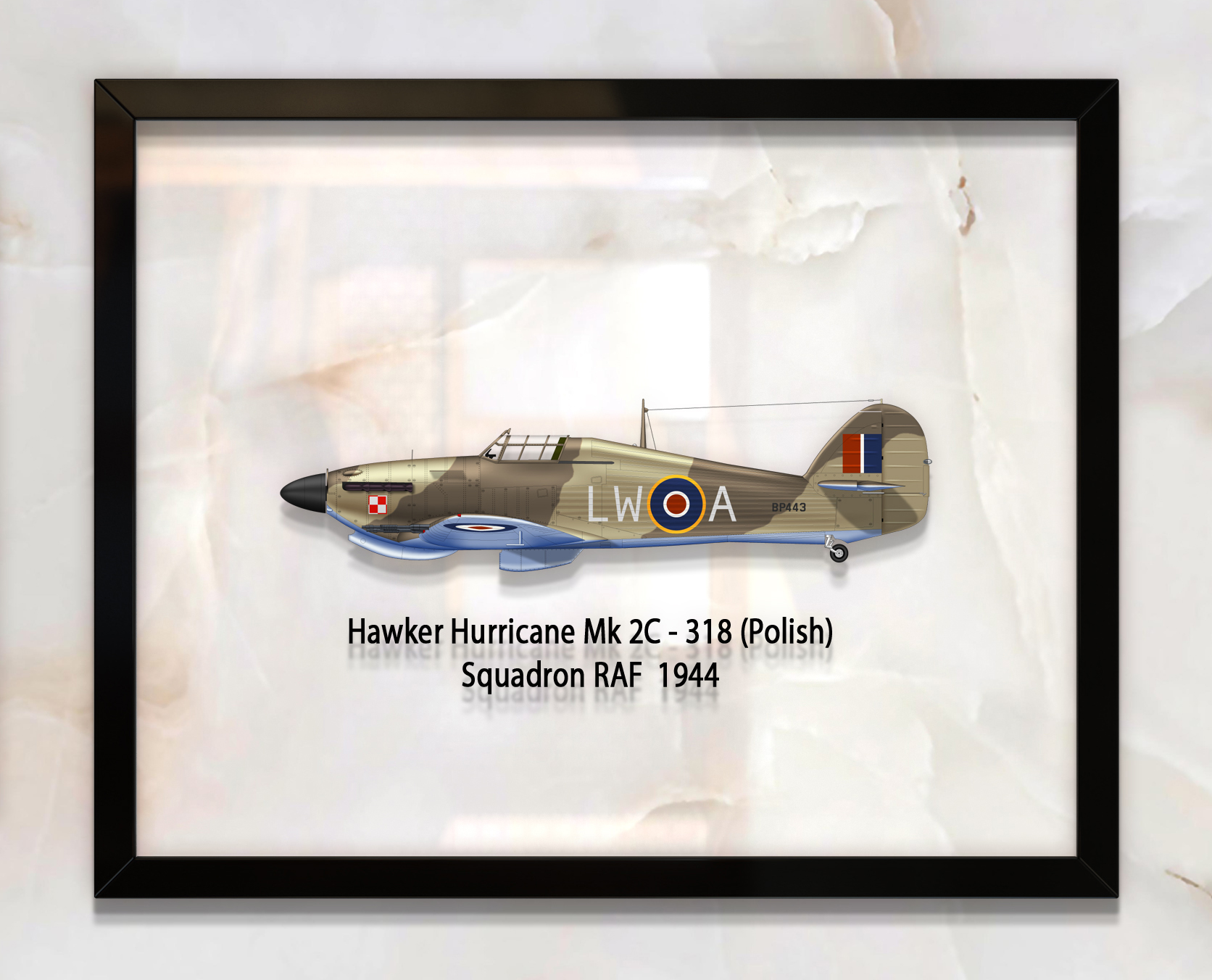 

Принт на стекле Artel «Самолет Hawker Hurricane Mk 2C 318 Польская Эскадрилья 1944 год» 50 x 40см