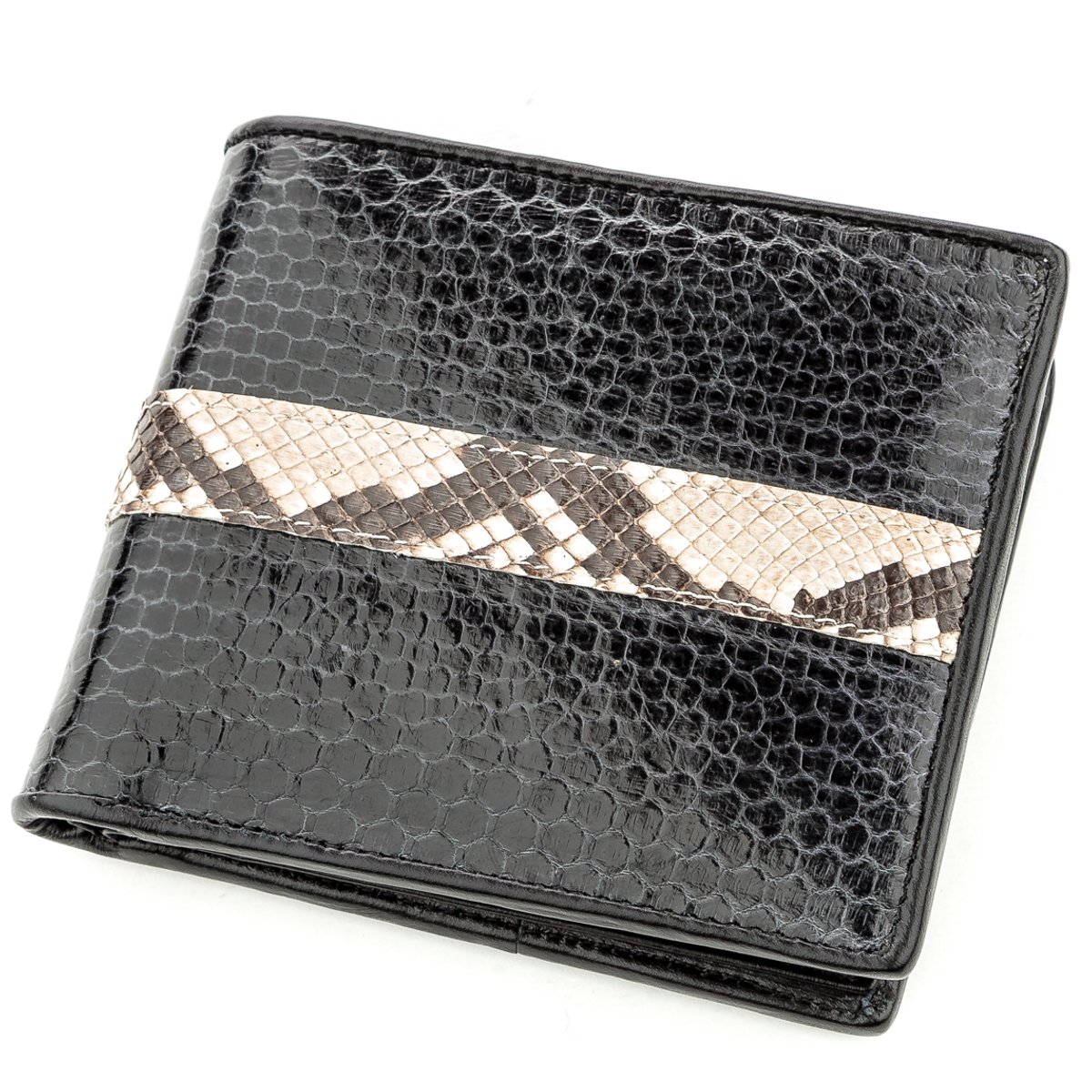 

Кожаный кошелек мужской SNAKE LEATHER 11х9 см Черный