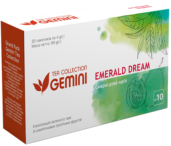 Акція на Чай зеленый пакетированный Gemini Tea Collection Grand Pack Изумрудная мечта 4 г х 20 пакетиков (4820156430904) від Rozetka UA