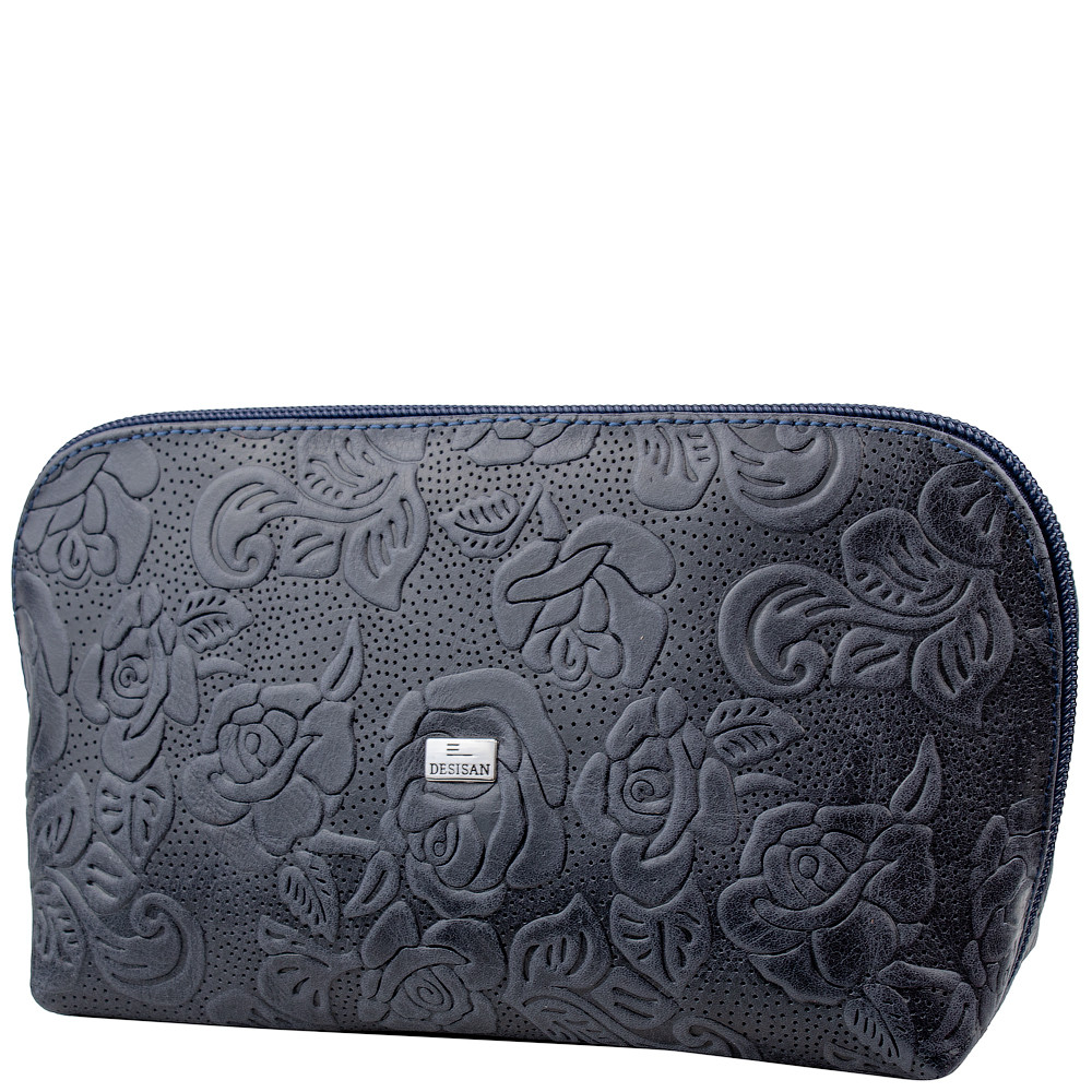 

Кожаная косметичка женская Desisan 21х12х5 см Синий