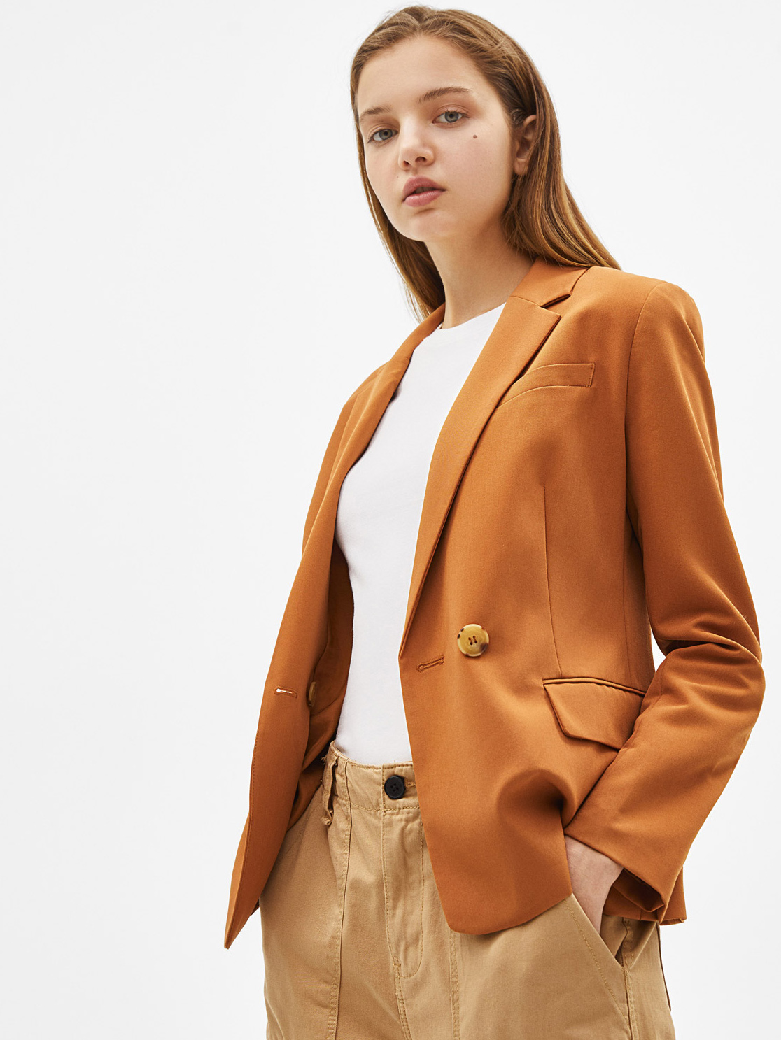 

Пиджак Bershka 01145085751 S Терракотовый