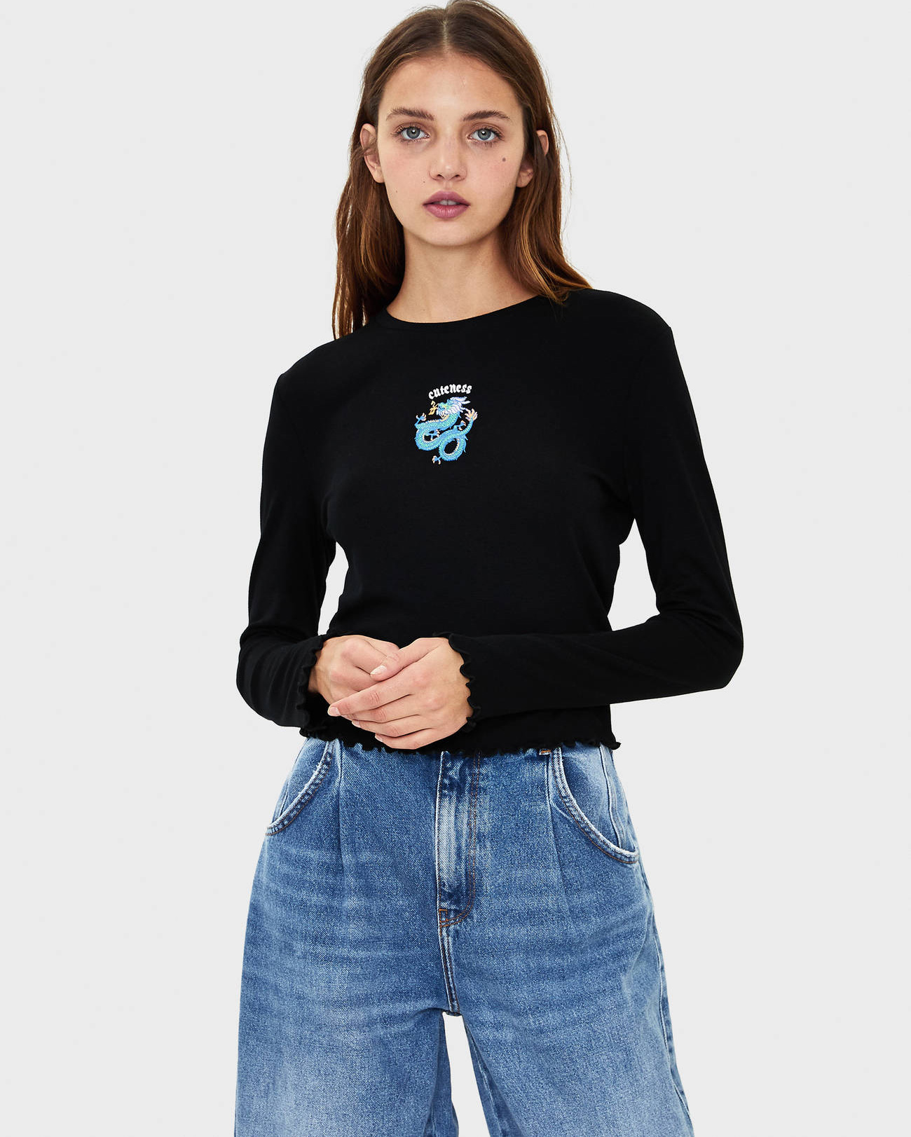 

Лонгслив Bershka 07566831800 L Черный