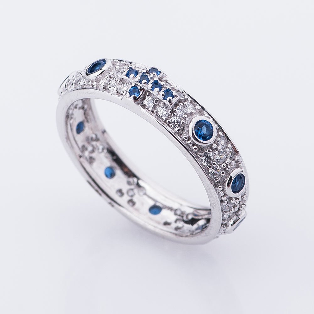 

Серебряное кольцо с синими фианитами 111927 Оникс 19.5