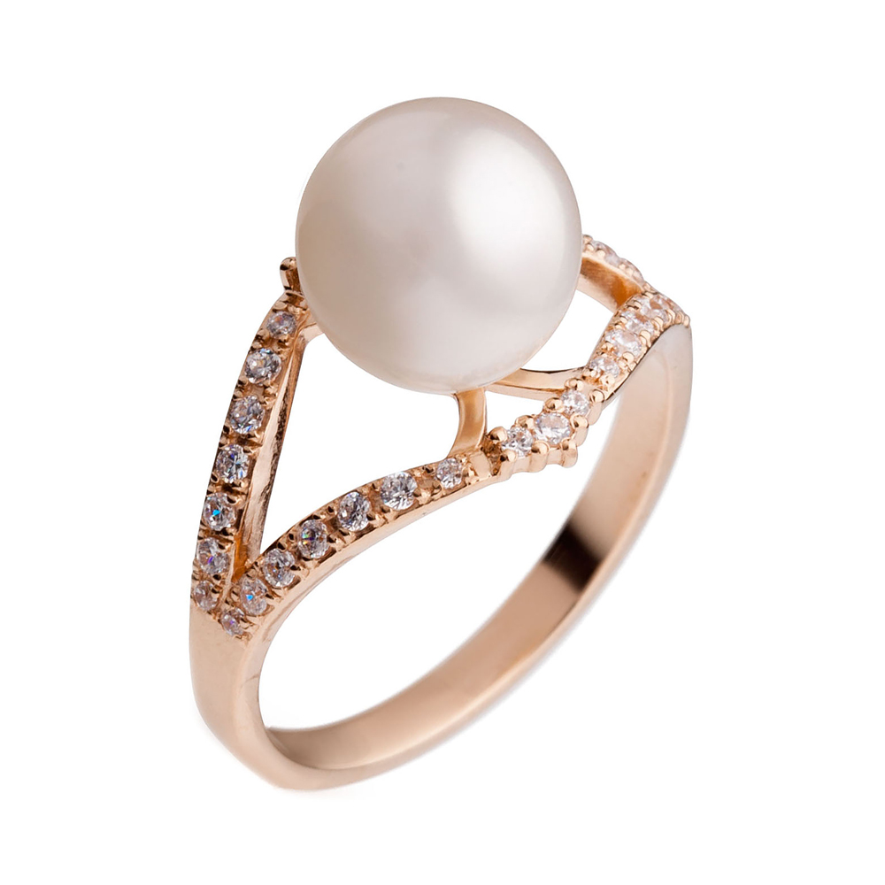 

Золотое кольцо с жемчугом и цирконием Элоиса 000029915 18 размера