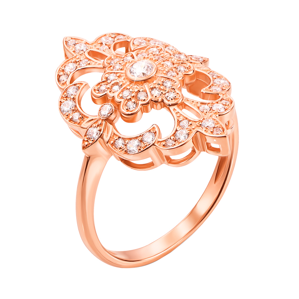 

Кольцо из красного золота с фианитами 000134089 19.5 размера