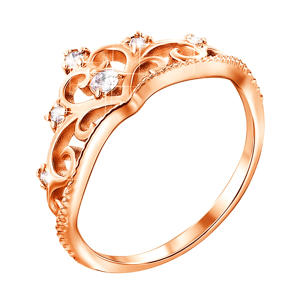 

Кольцо-корона из красного золота с кристаллами Swarovski 000132992 15.5 размера