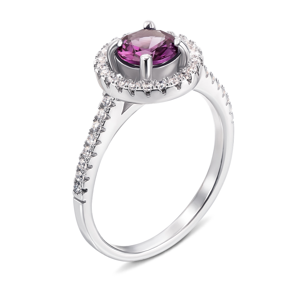 

Серебряное кольцо с аметистом и фианитами 000137179 17.5 размера