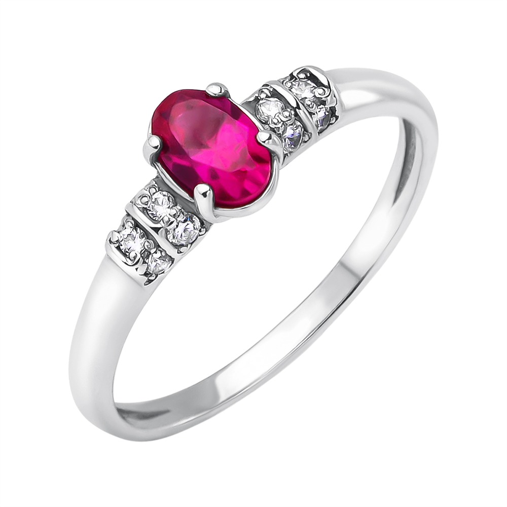 

Серебряное кольцо с красным фианитом 000118389 17 размера
