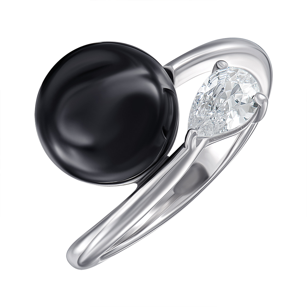 

Серебряное кольцо с керамикой и фианитом 000147845 18.5 размера