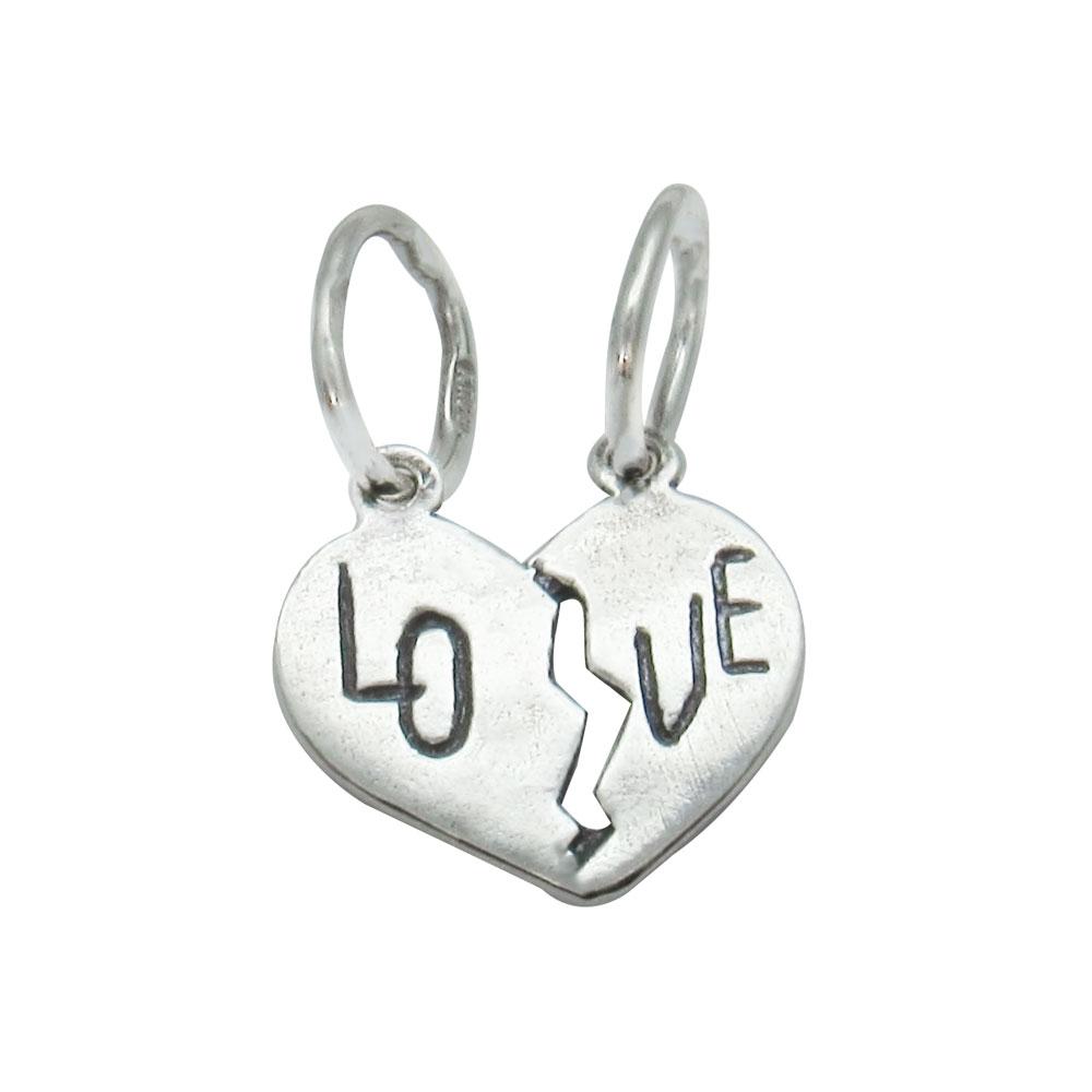 

Серебряный двойной подвес сердечко "Love/Best friends"