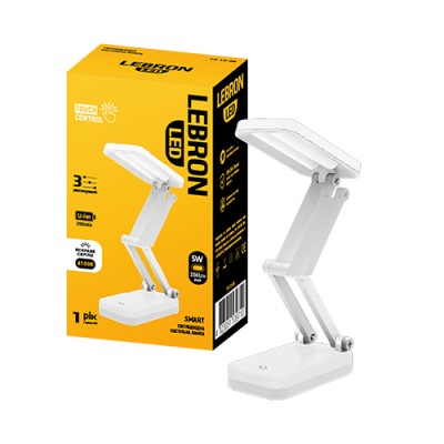 

Лампа светодиодная настольная LEBRON L-TL-L, 5W LED, 4100К, белый, с блоком питания (4671)