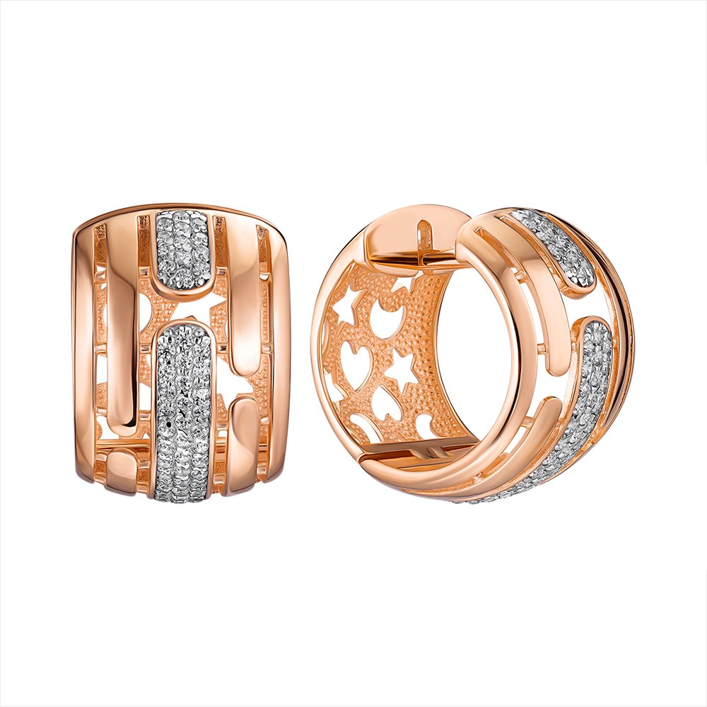 

Серьги-конго из красного золота с фианитами 000148608