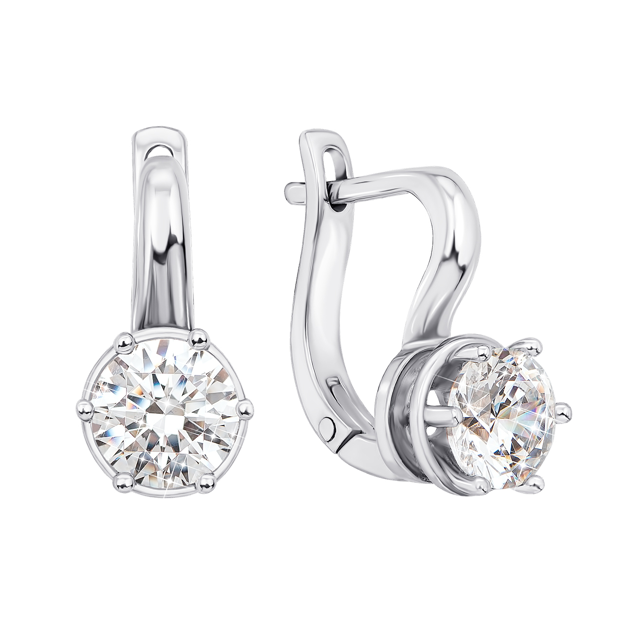 

Золотые серьги Юник в белом цвете с кристаллами Swarovski