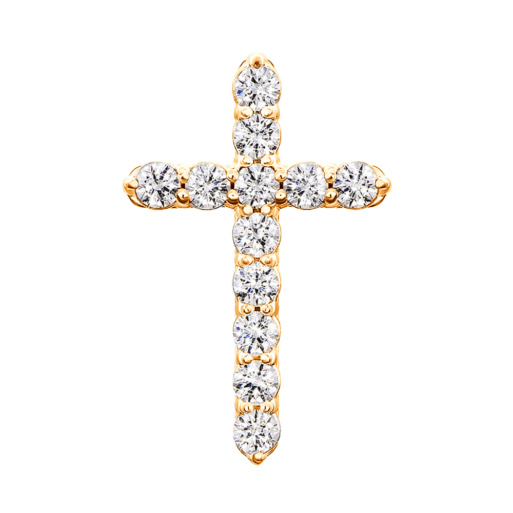 

Золотой крестик в желтом цвете с цирконием Swarovski 000053332
