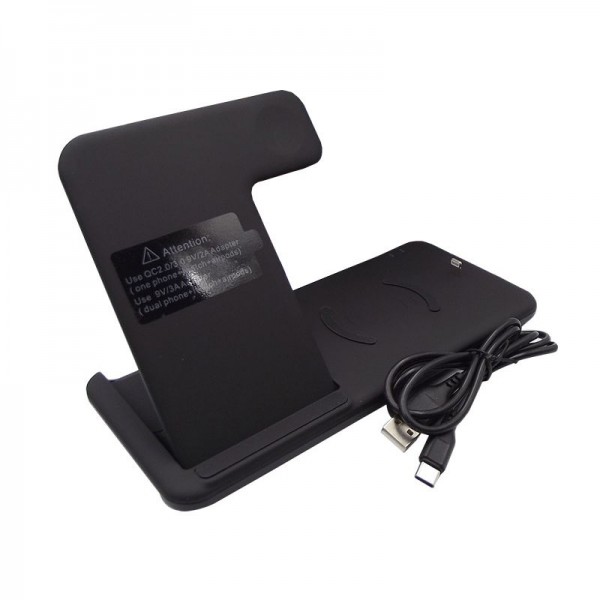 

Беспроводное зарядное TTech Q20 3 в 1 Black