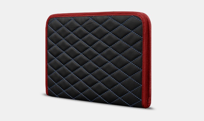 

Органайзер для документов А4 от Carbag Черный с синей строчкой и красной окантовкой