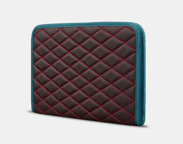 

Органайзер для документов А4 от Carbag Коричневый с красной строчкой и бирюзовой окантовкой