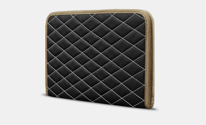 

Органайзер для документов А4 от Carbag Черный с белой строчкой и бежевой окантовкой