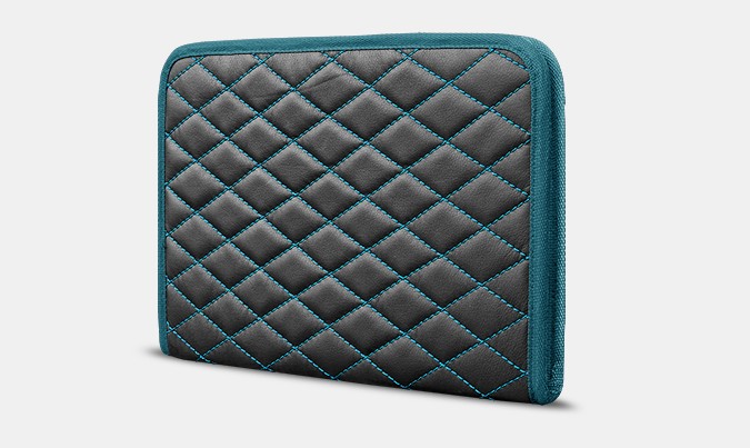 

Органайзер для документов А4 от Carbag Серый с бирюзовой строчкой и бирюзовой окантовкой