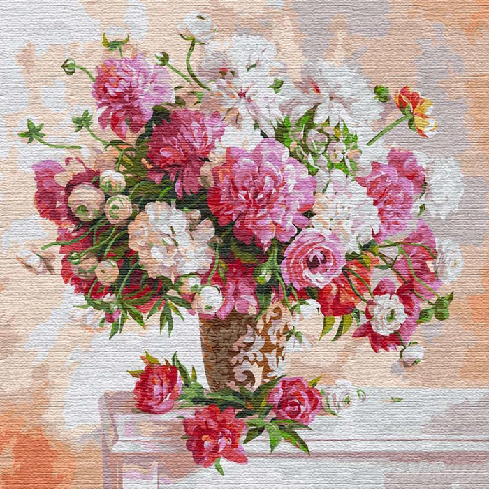 

Картина по номерам. Идейка "Вдохновляясь пионами (big)" 50x50см (KHO13117)
