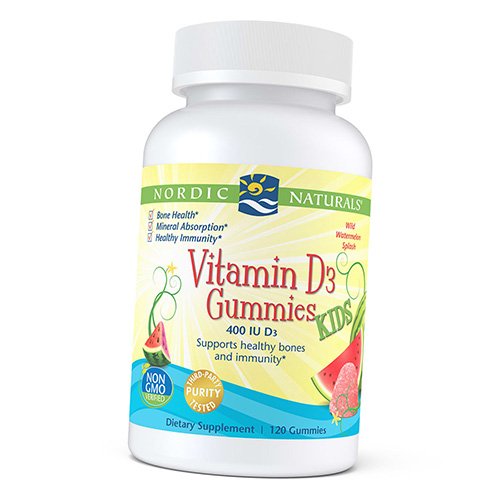 

Жевательный Витамин Д3 для детей, Vitamin D3 Gummies Kids, Nordic Naturals 120таб Арбуз (36352036)