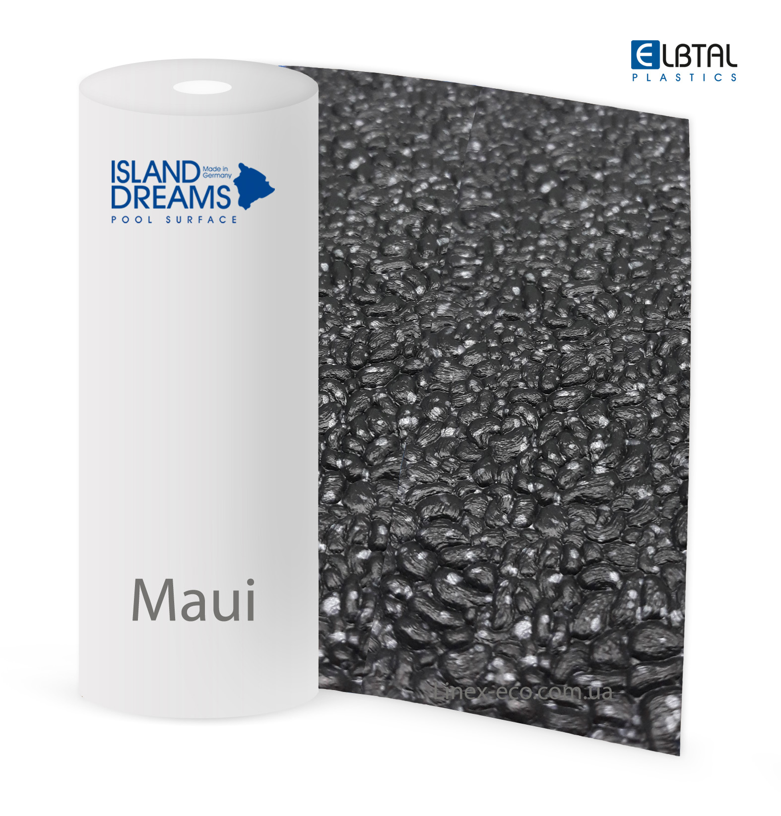 

Плёнка ПВХ Elbe Pool Surface Island MAUI (Мауи) для прудов армированная толщина 2.0 мм ширина 1.6 м