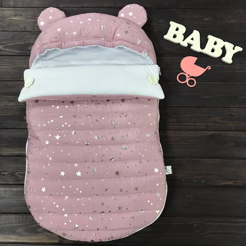 

Конверт кокон демисезонный на выписку и в коляску BabyVa розовый со звездочками