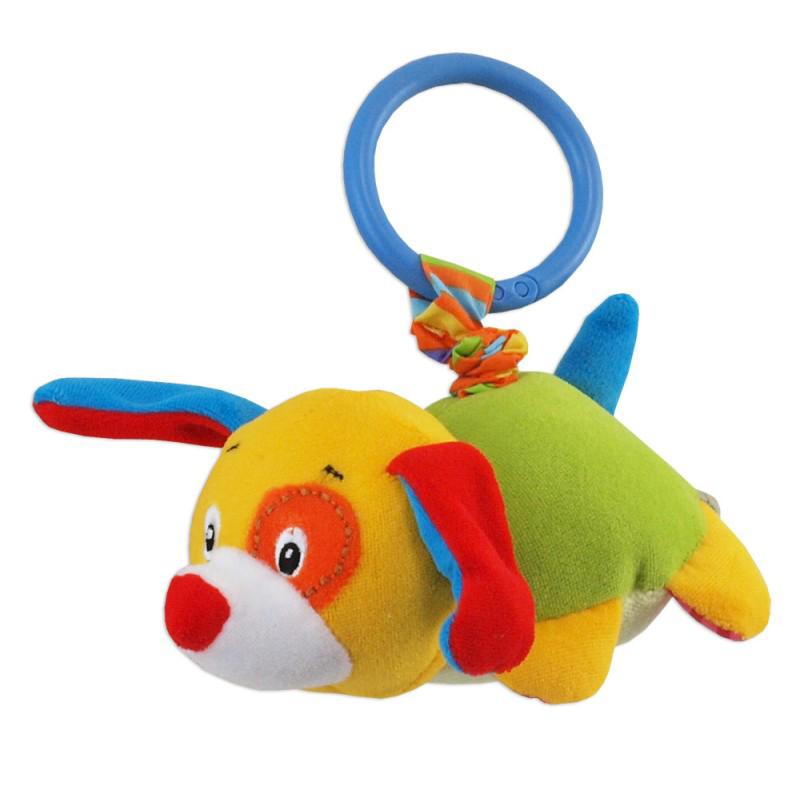 

Плюшевая детская игрушка-подвеска на коляску автокресло Baby Mix с вибро TE-8203G-13 Собачка, разноцветная