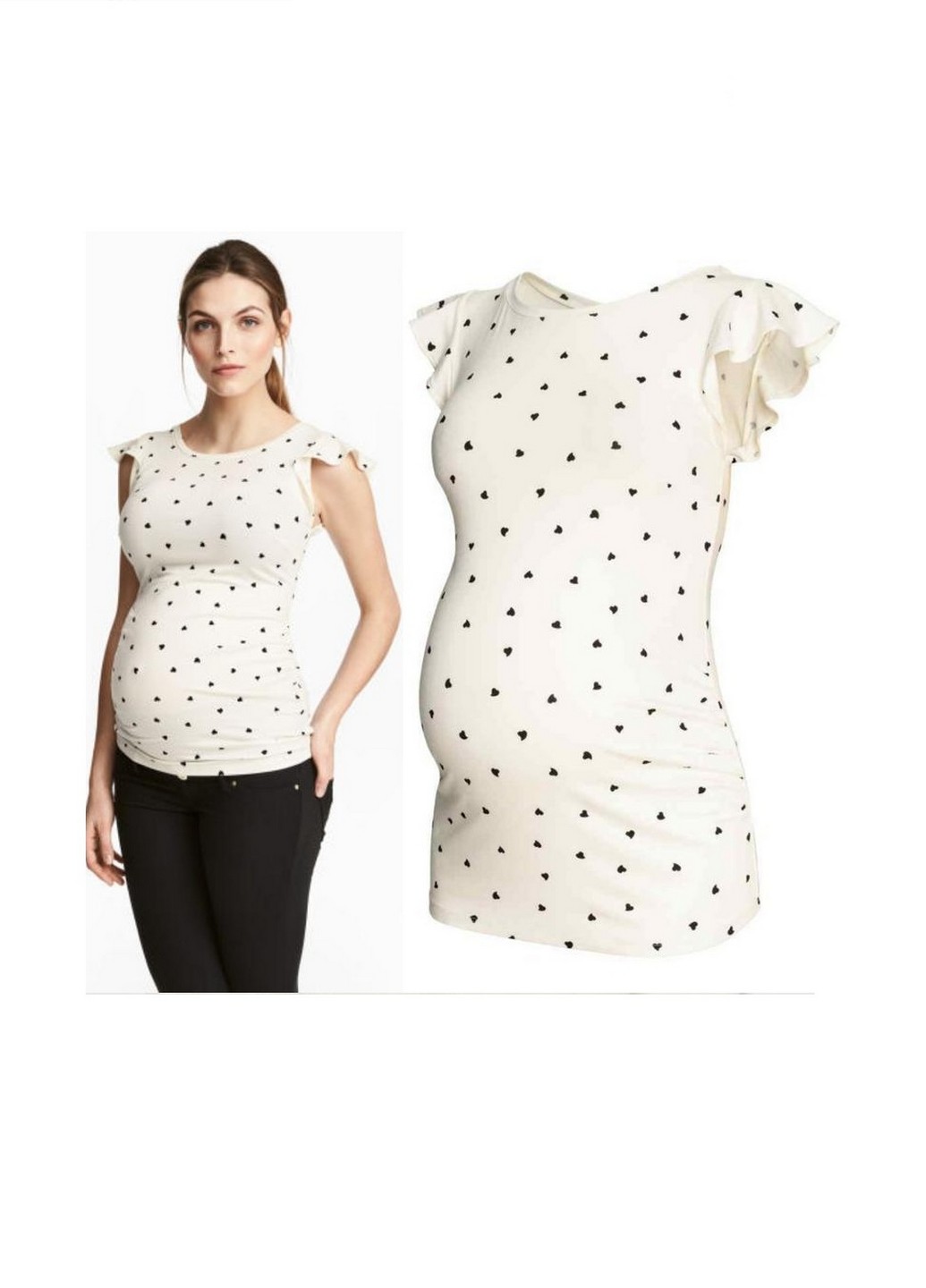 

Футболка для беременных H&M XS Белый 0433444_серд.чер