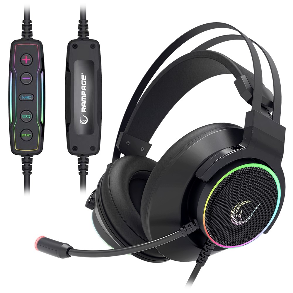 

Наушники Rampage RM-K9 PALADIN Black (7.1 Surround Sound/RGB Lighting)
