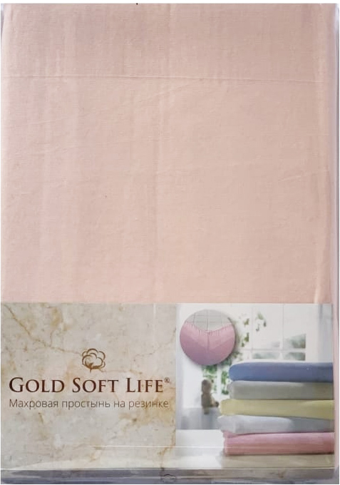 

Простынь трикотажная на резинке Gold Soft Life Terry Fitted Sheet 160x200 +25 см персиковая (ts-02036)