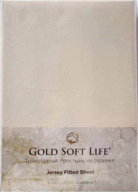 

Простынь трикотажная на резинке Gold Soft Life Terry Fitted Sheet 160x200 +25 см кремовая (ts-02039)