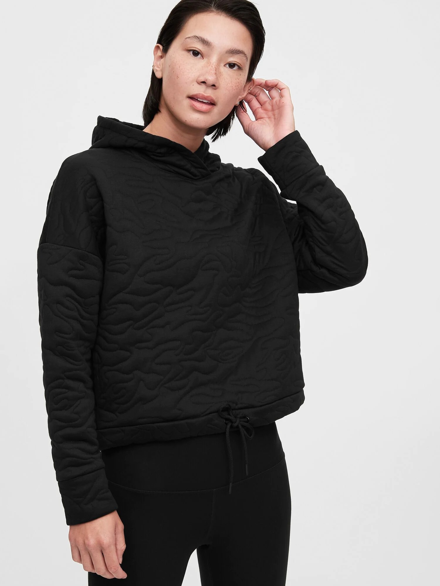 

Женская жаккардовая худи GAP с капюшоном art659303 (Черный, размер XS)