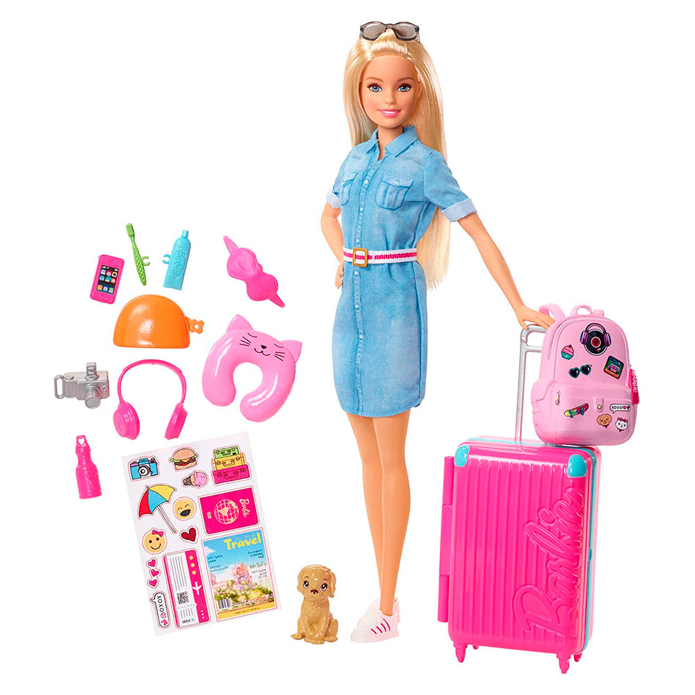 

Кукла Барби Игра Travel Set Набор Barbie Путешественница + 15 Аксессуаров Mattel