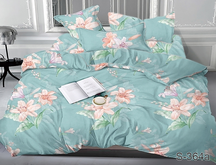 

Комплект постельного белья ТАГ Семейный Сатин люкс постільна білизна 215x240 см Простынь классическая S364a