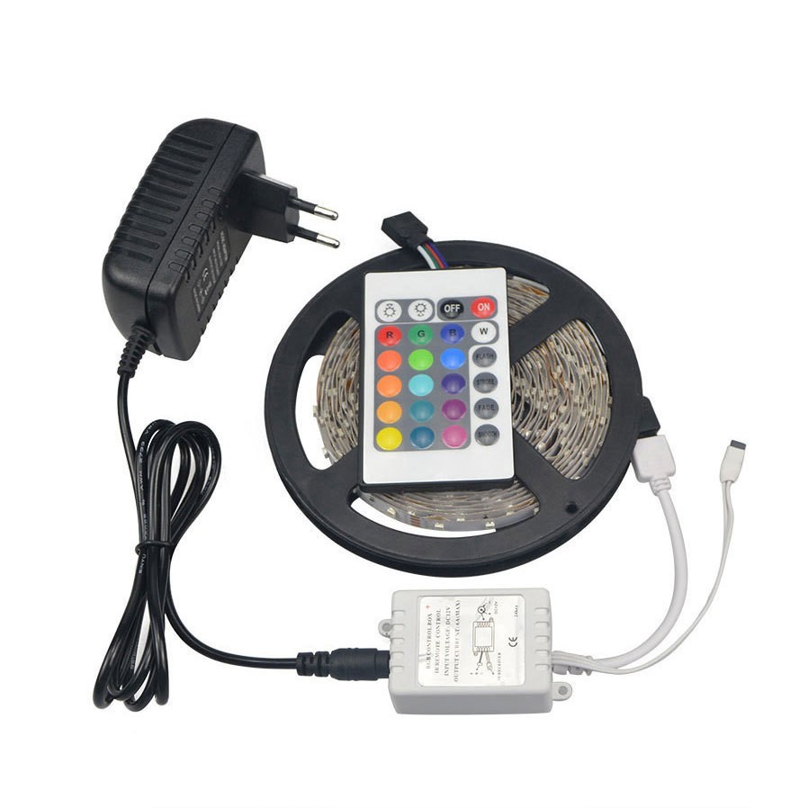

Светодиодная лента 3528 SMD RGB влагозащищенная с контроллером пульт и БП 60/1m