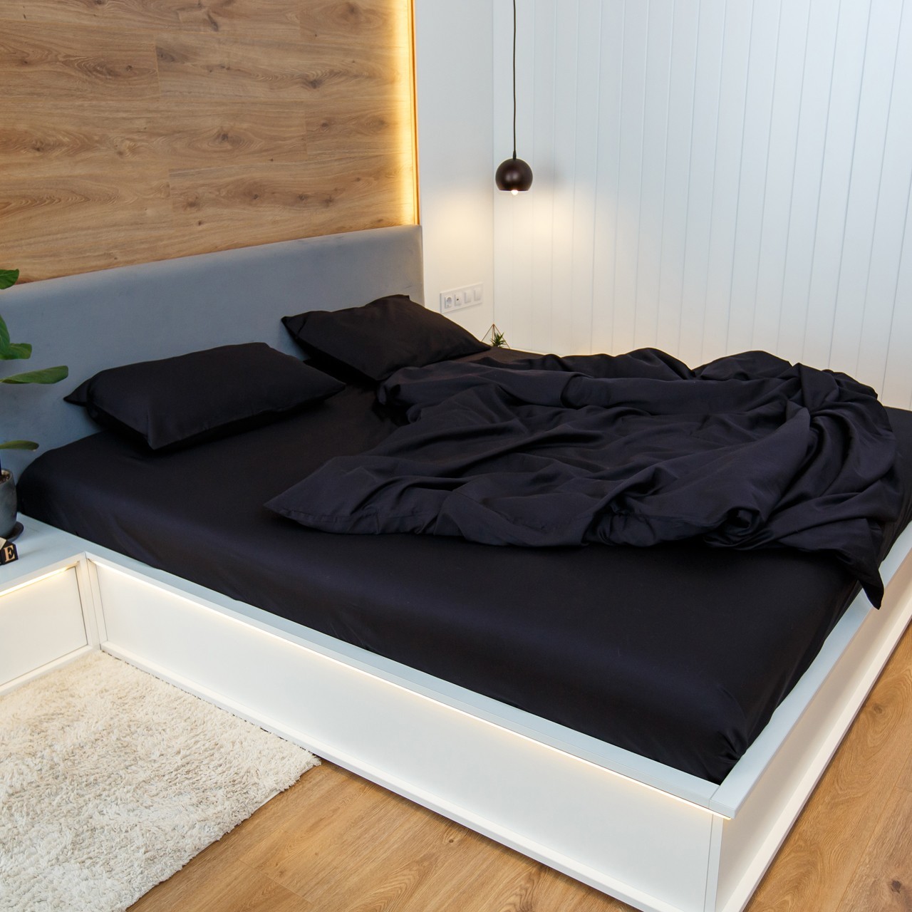 

Простынь NaviHome сатин 155х220 черная