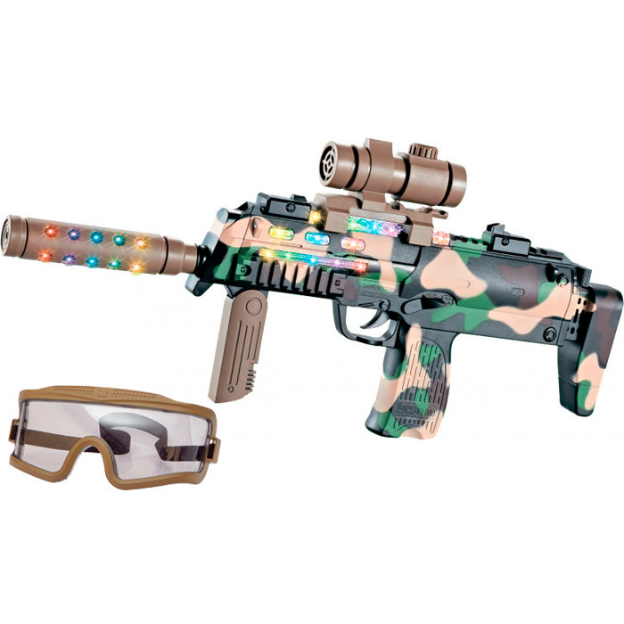 

Автомат игрушечный Свето-Звуковой с прицелом HK MP7 Zipp Toys, Детское оружие боевой прототип, звуковая имитация выстрела с вибрацией, яркие световые эффекты + защитные очки, 45 см, камуфляж