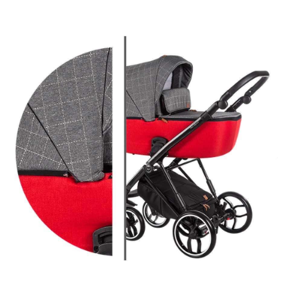 

Коляска универсальная 2 в 1 Baby Merc La Rosa LR/02B Красный/Серый с системой анти-шок + дождевик, москитная сетка и сумка для мамы