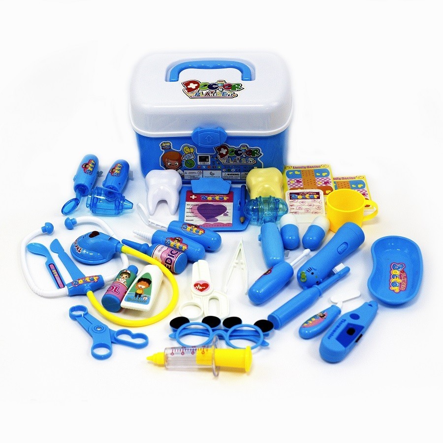 

Детский игровой набор Muvanzi Большой набор доктора 32 предмета в чемоданчике, свет, звук Голубой