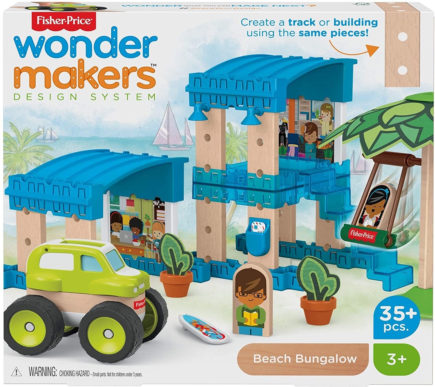 

Дерев'яний конструктор Fisher-Price Wonder Makers Design System Beach Bungalow Пляжне Бунгало 35 деталей (GFJ13)