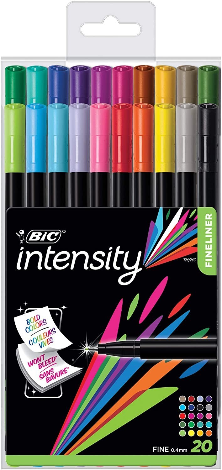 

Ручки лайнеры BIC Intensity Fineliner Marker Pen Маркер 20 шт (BCFPA201-AST)