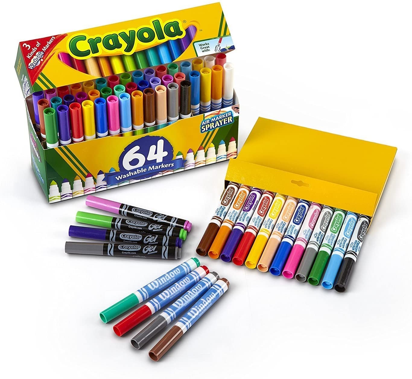 

Набор маркеров Crayola Ultra-Clean Washable Markers, Gel Markers, Window Markers, 64 шт (58-8180)