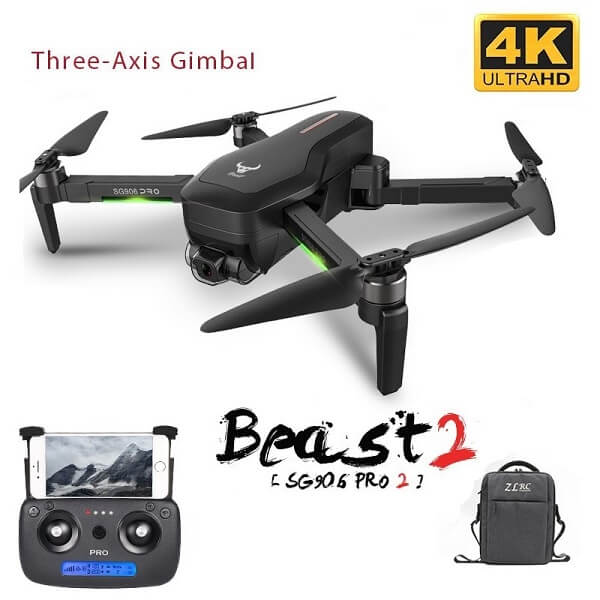 

Квадрокоптер ZLRC SG906 PRO 2 - дрон с 4K и HD камерами, 5G WI-FI, FPV, GPS, БК моторы, 1,2 км, до 26 мин + сумка (k363)