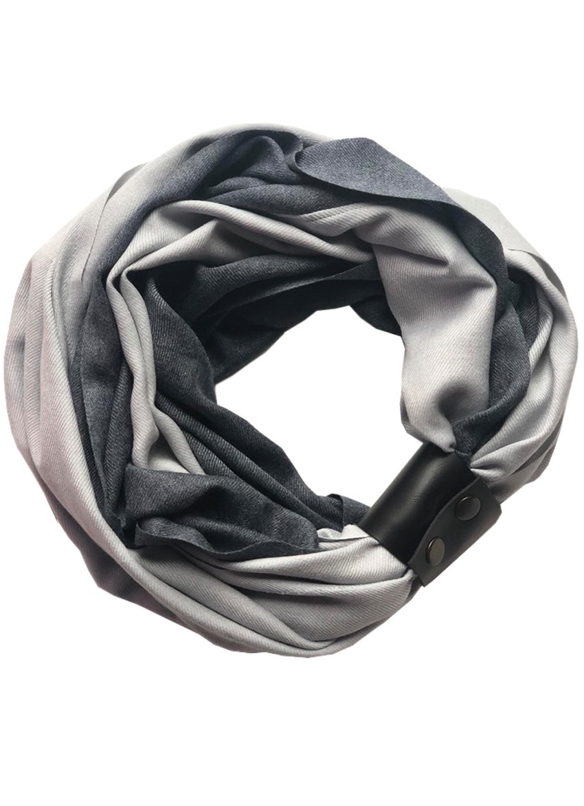 

Шарф-снуд кашемировый MyScarf зимний  темный и светло серый, Шарф-снуд кашемировый MyScarf зимний one size темный и светло серый