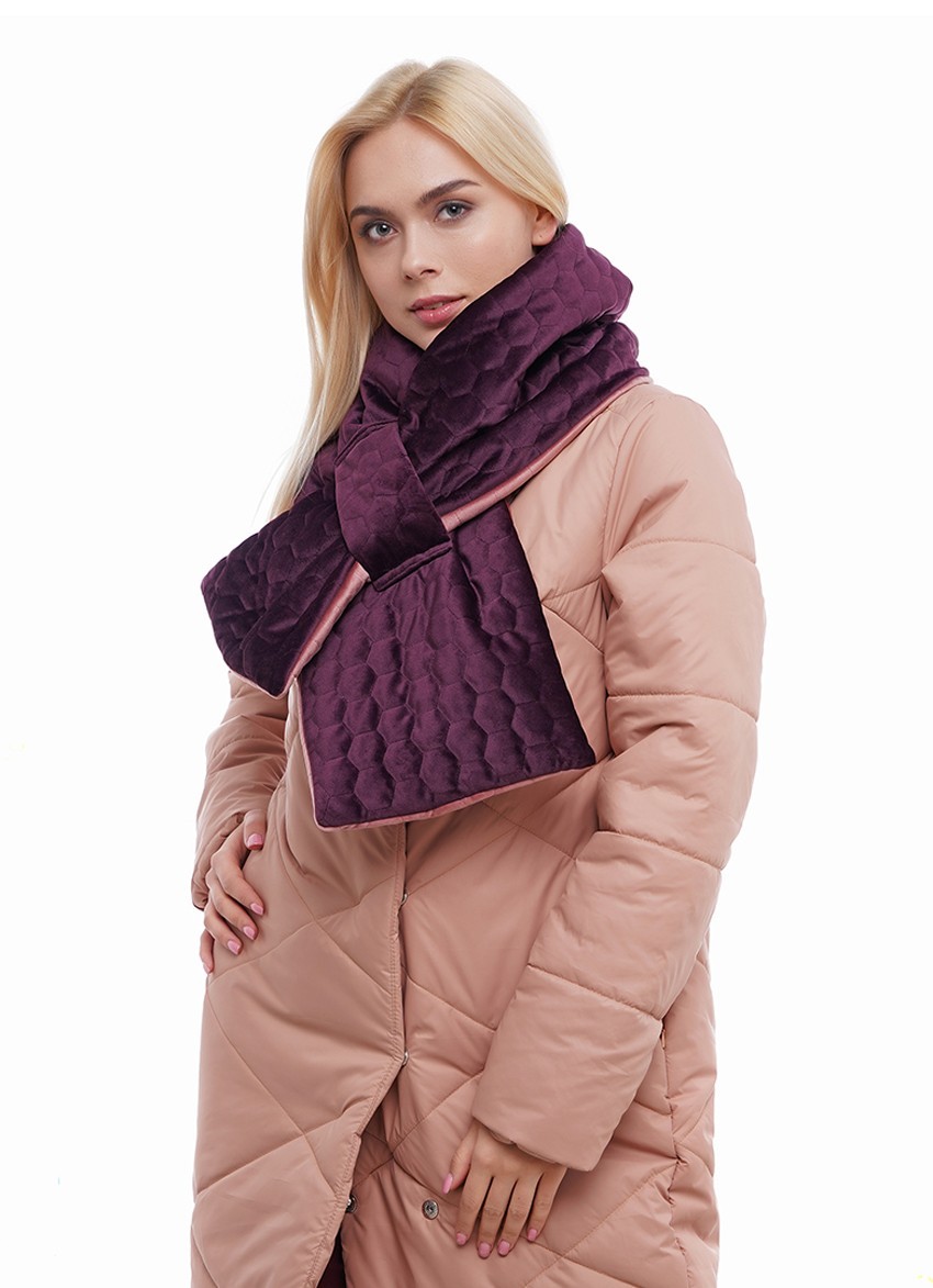 

Шарф "Нью-Йорк" бархатный стёганный MyScarf теплый one size бордово-розовый