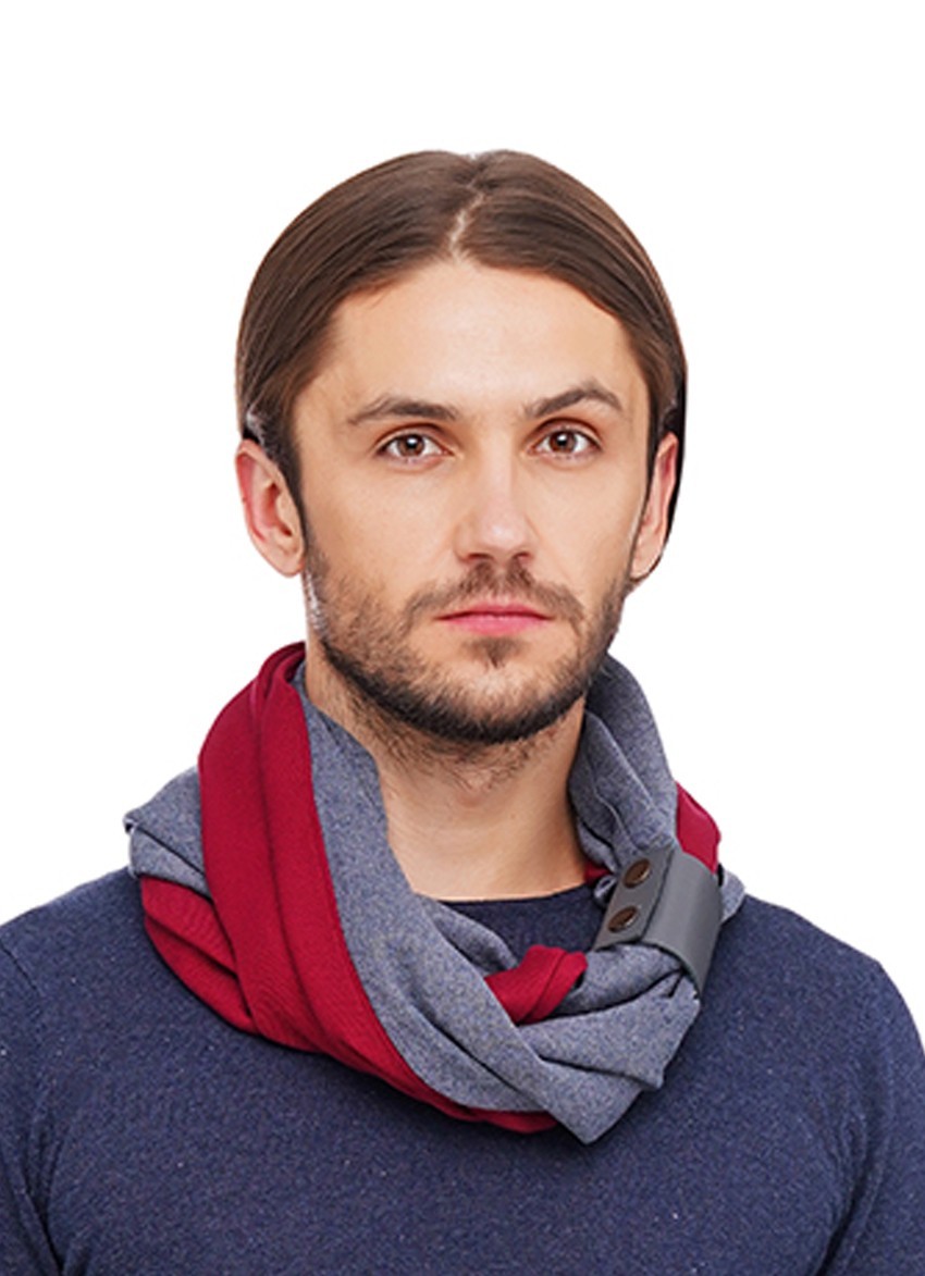 

Шарф-снуд мужской кашемировый MyScarf зимний  бордово-серый, Шарф-снуд мужской кашемировый MyScarf зимний one size бордово-серый